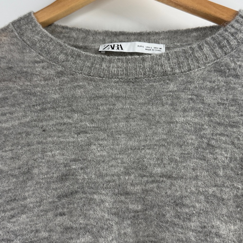 Zara wool alpaca blend lightweight sweater basic layering long sleeve soft cozy - Picture 2 of 9
